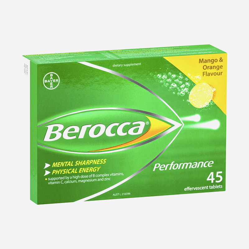 Berocca Performance 45 Effervescent Tablets Orange and mango