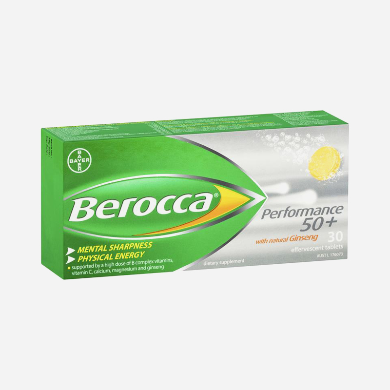 berocca performance 50+ with ginseng 30 effervescent tablets