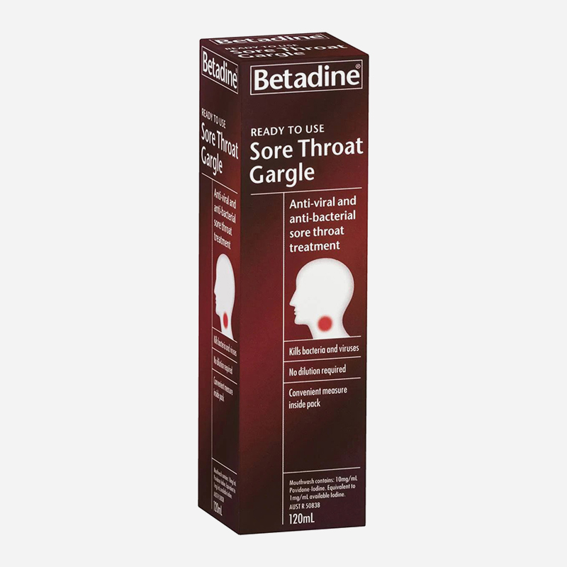 betadine sore throat gargle ready to use 120ml