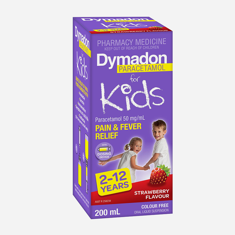 Dymadon For Kids 2 Years To 12 Years Strawberry Flavour 200ml