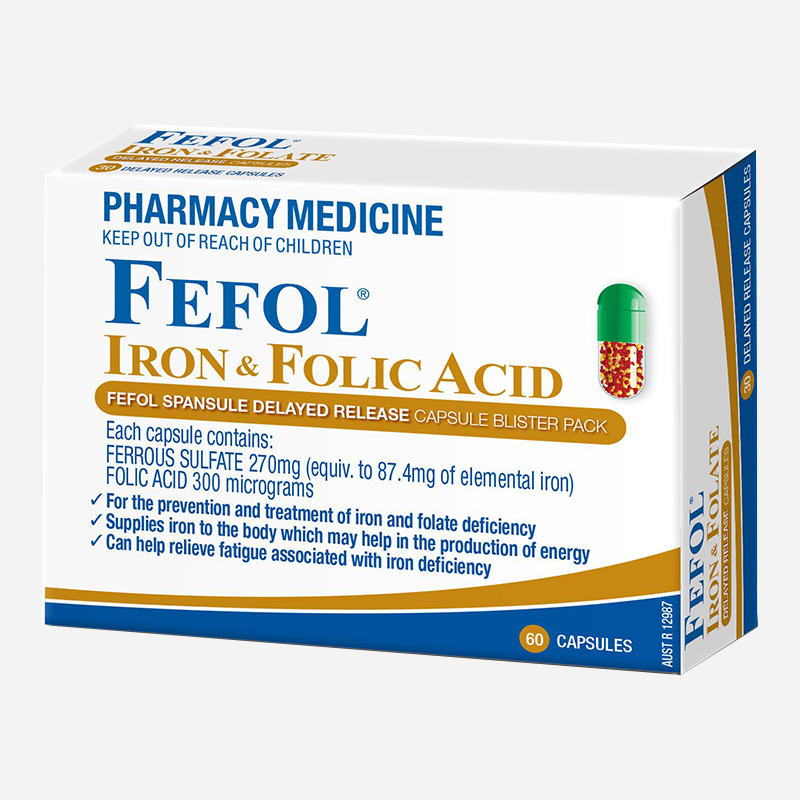 fefol iron and folic acid 60 capsules