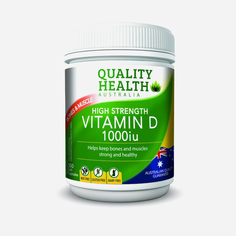 Quality Health High Strength Vitamins D 1000iu 300 Capsules