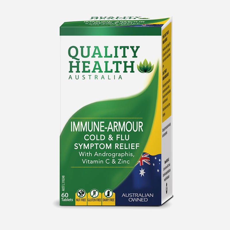 quality health immune-armour cold and flu relief 60 tablets