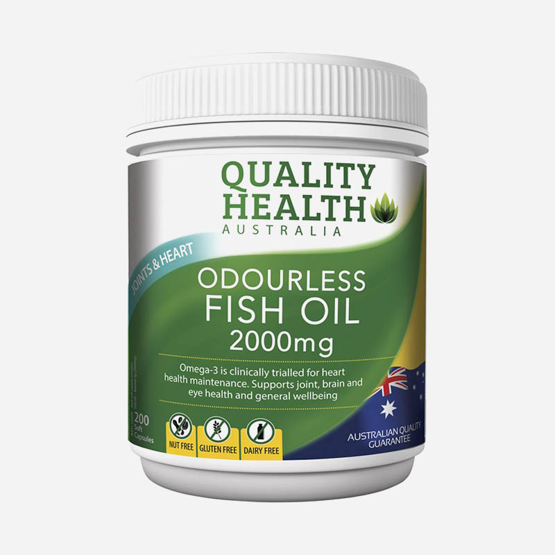 Quality Health Odourless Fish Oil 2000mg 200 Tablets