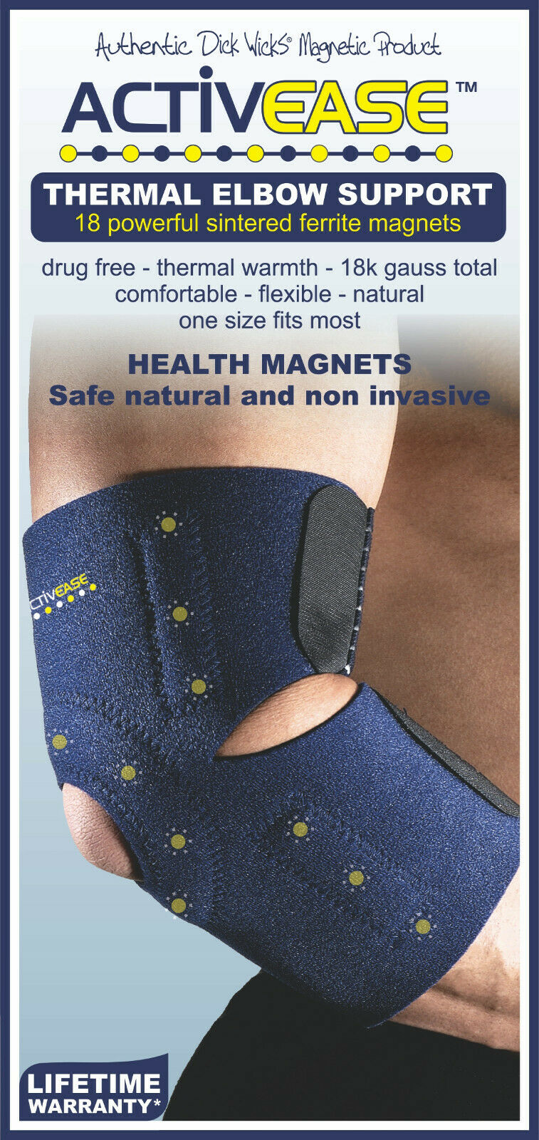 Dick Wicks Activease Thermal Elbow Support Magnetic Therapy Pain Relief