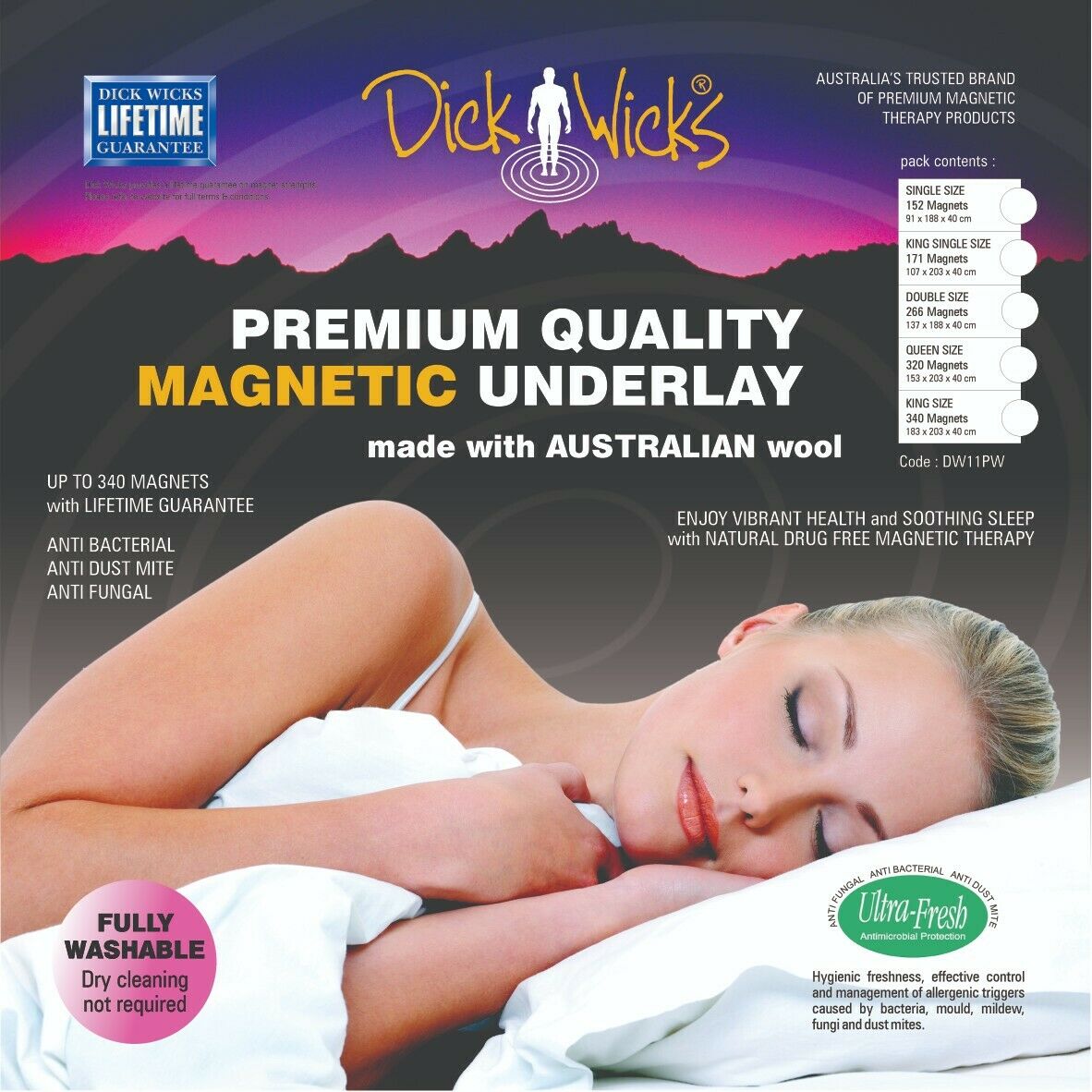 Dick Wicks Premium Wool Magnetic Underlay King Single