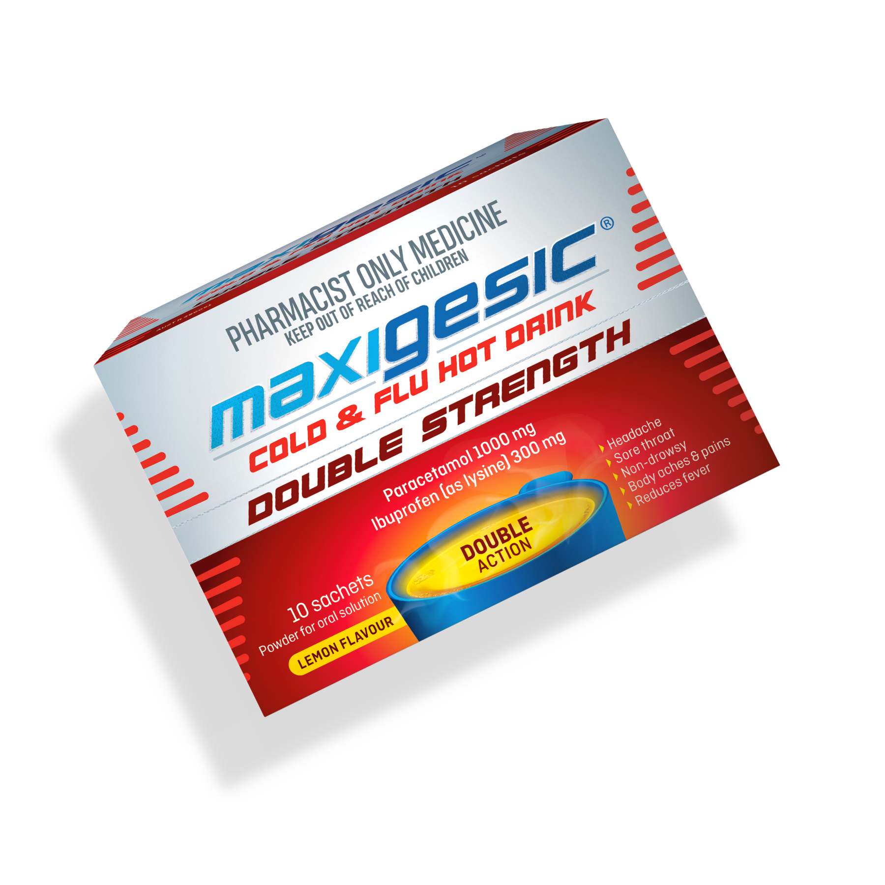 MAXIGESIC COLD&FLU HOT DRINK DBL STR 10S